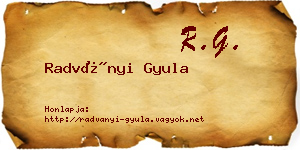 Radványi Gyula névjegykártya